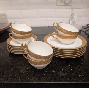 Vintage Limoges Teacups, Saucers, And Small Plates Set